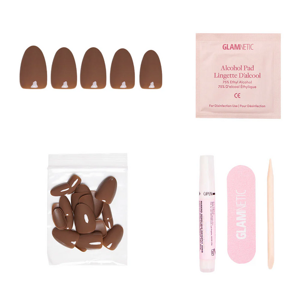 Glamnetic - Press On - Chocolate Brown Short Oval