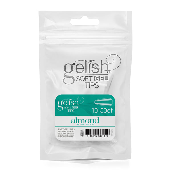 Harmony Gelish - Soft Gel Tips - Natural Medium Almond size 10 50CT Refill