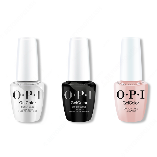 OPI - Intelli-Gel Combo - Super Base Coat, Super Gloss Top Coat & Do You Take Lei Away?