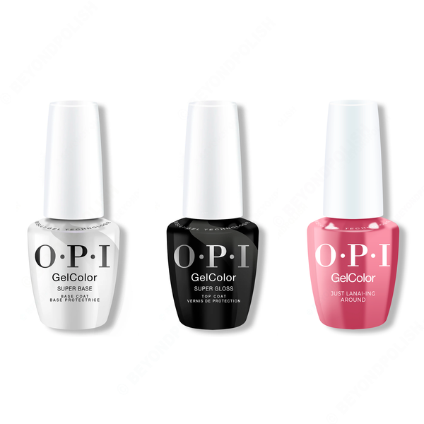 OPI - Intelli-Gel Combo - Super Base Coat, Super Gloss Top Coat & Just Lanai-Ing Around