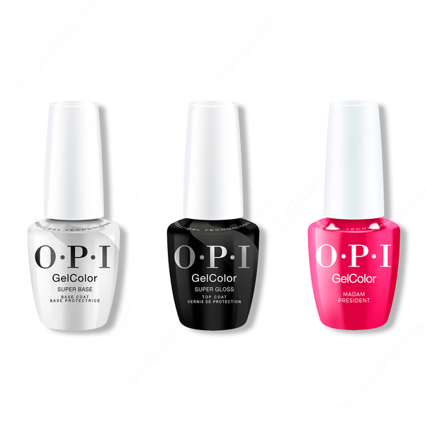 OPI - Intelli-Gel Combo - Super Base Coat, Super Gloss Top Coat & Madam President