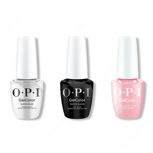 OPI - Intelli-Gel Combo - Super Base Coat, Super Gloss Top Coat & You’ve Got That Glas-glow