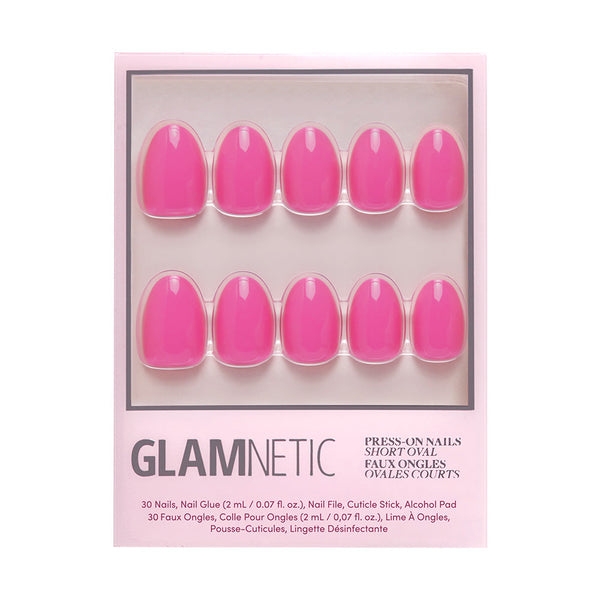 Glamnetic - Press On - Hot Pink - Short Oval