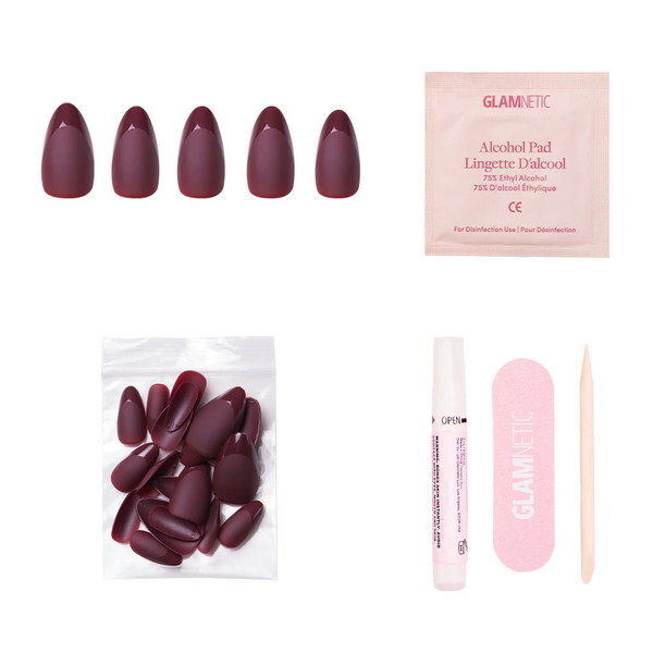 Glamnetic - Press On - Merlot - Short Almond