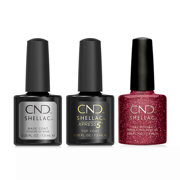 CND - Shellac Xpress5 Combo - Base, Top & Garnet Glamour (0.25 oz)