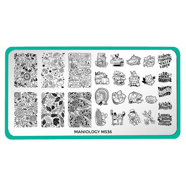 Maniology - Stamping Plate - Give Thanks (M536) - Nail Stamping Plate