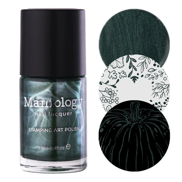 Maniology - Stamping Nail Polish - Harvest Hues: Falling Leaves (B529) - Green Metallic