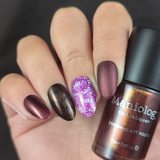 Maniology - Stamping Nail Polish - Nightshade: Velvetine (B527) - Maroon Red With Gold Shimmer