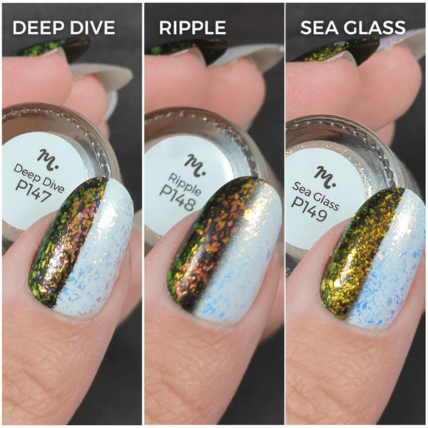 Maniology -  Ocean Crush: 3-Piece Flakie Iridescent Toppers Summer 2023 Nail Polish Set