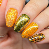 Maniology - Stamping Nail Polish - Rustic Charm: Amber Gleam (P168) - Orange with Silver Glitter Jellies