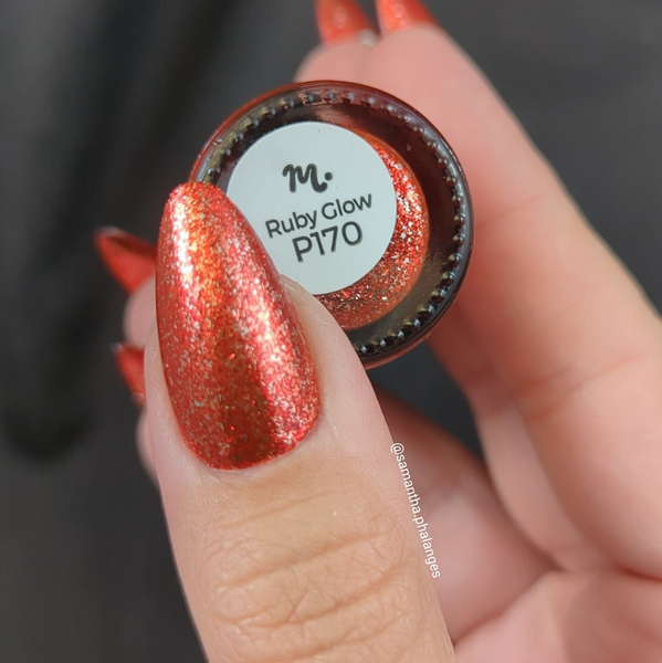 Maniology - Stamping Nail Polish - Rustic Charm: Ruby Glow (P170) - Red with Silver Glitter Jellies