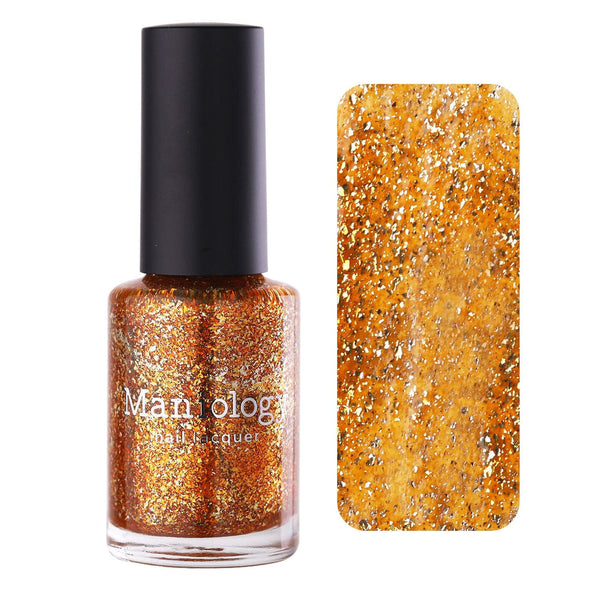 Maniology - Stamping Nail Polish - Rustic Charm: Amber Gleam (P168) - Orange with Silver Glitter Jellies