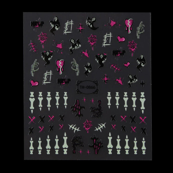 Maniology - Nail Art Stickers - Glow In The Dark - Pink Phalanges #TH0866