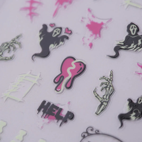 Maniology - Nail Art Stickers - Glow In The Dark - Pink Phalanges #TH0866