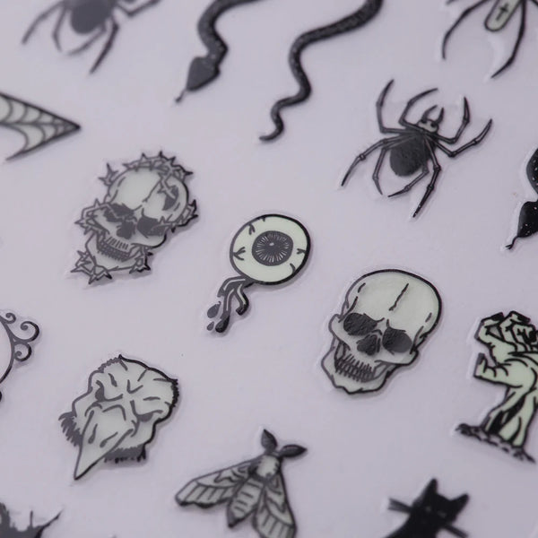 Maniology - Nail Art Stickers - Glow In The Dark - Spiders #TH0868