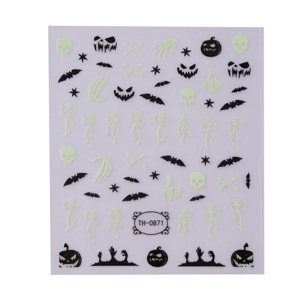 Maniology - Nail Art Stickers - Glow In The Dark - Skeleton Fun #TH0871