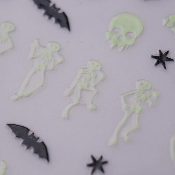 Maniology - Nail Art Stickers - Glow In The Dark - Skeleton Fun #TH0871