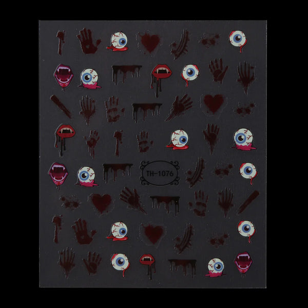 Maniology - Nail Art Stickers - Glow In The Dark - Bloody Eyeballs #TH1076