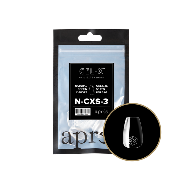 apres - Gel-X 2.0 Refill Bags - Natural Coffin Extra Short Size 3 (50 pcs)